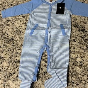 7 for all mankind blue and white striped footy pjs